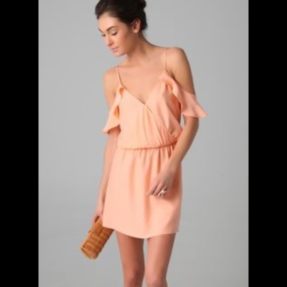 Parker Peach Peek-a-Boo Shoulder Mini Dress